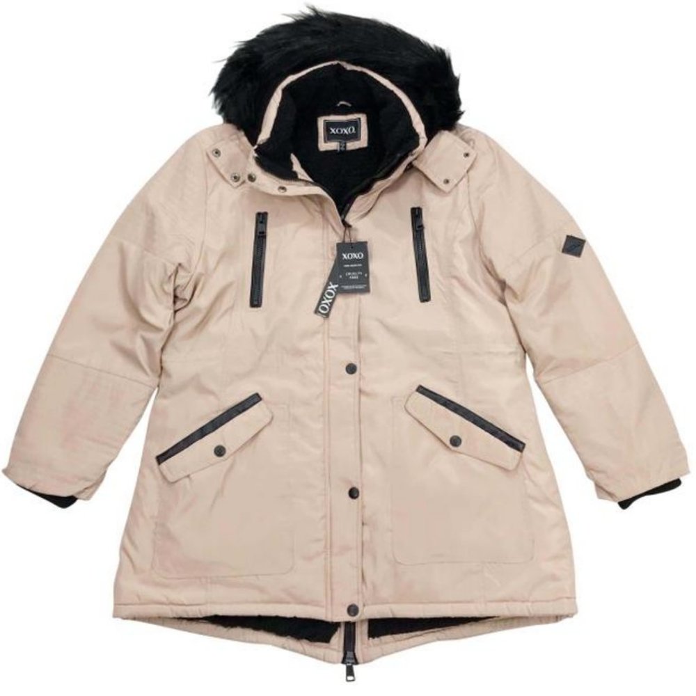 XOXO Sherpa Lined High Low Hem Removable Hood Coat
